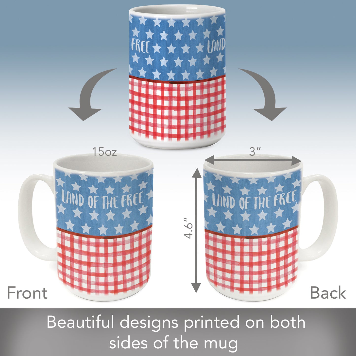 Highland Home Americana Style 15 oz. Ceramic Mug Manufactured in the USA