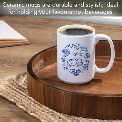 Highland Home Blue Painted Farm 15 oz. Ceramic Mug Manufactured in the USA