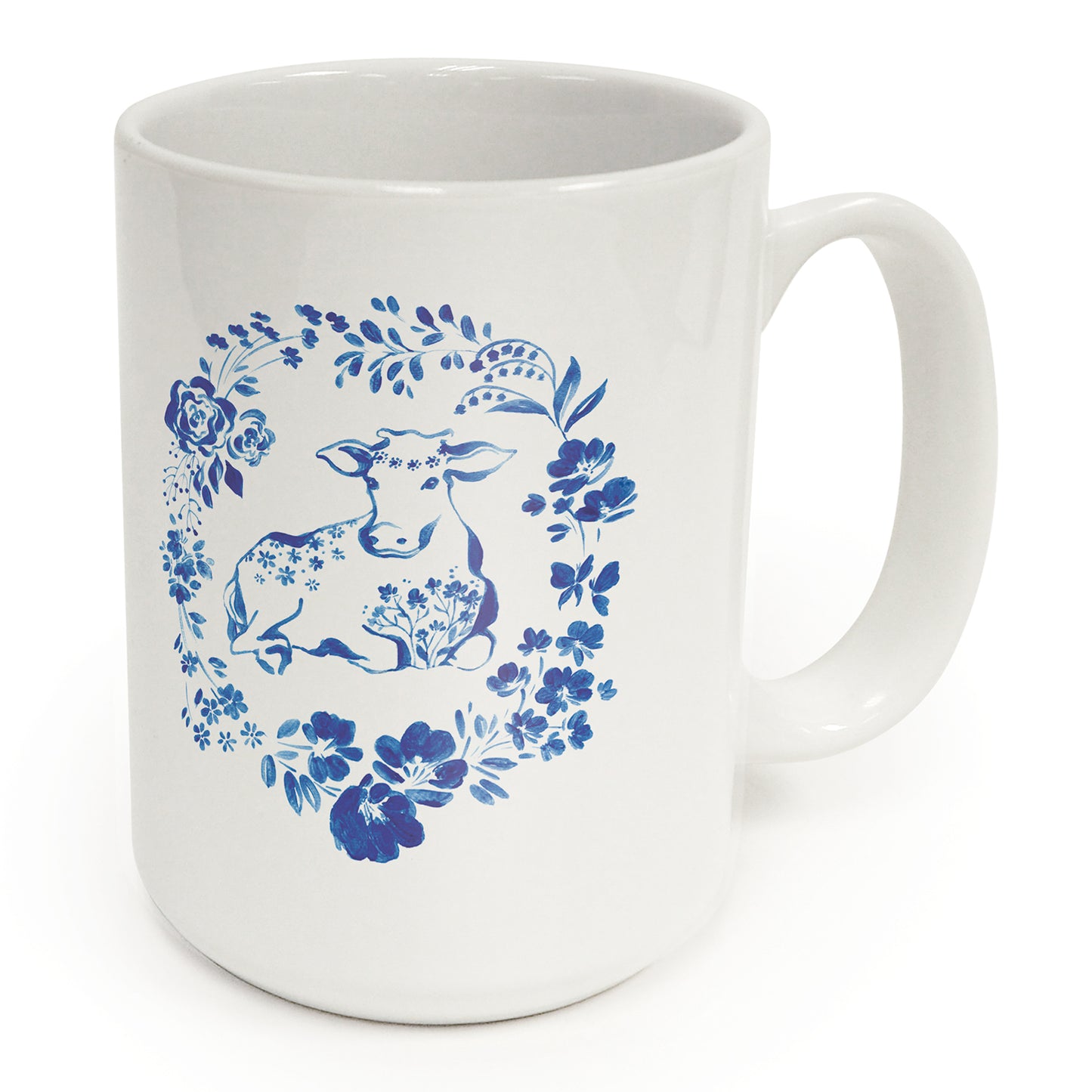 Highland Home Blue Painted Farm 15 oz. Ceramic Mug Manufactured in the USA