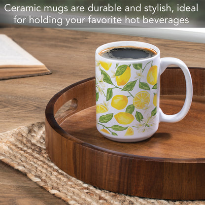 Highland Home Lemon Repeat 15 oz. Ceramic Mug Manufactured in the USA