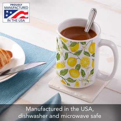 Highland Home Lemon Repeat 15 oz. Ceramic Mug Manufactured in the USA