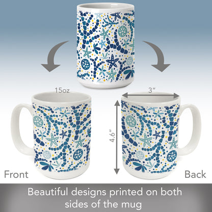 Highland Home Coral Shell Toss 15 oz. Ceramic Mug Manufactured in the USA