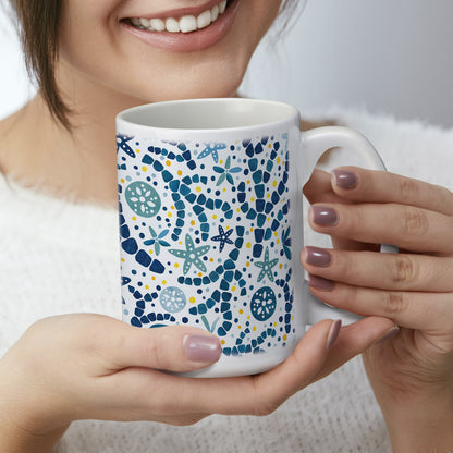 Highland Home Coral Shell Toss 15 oz. Ceramic Mug Manufactured in the USA