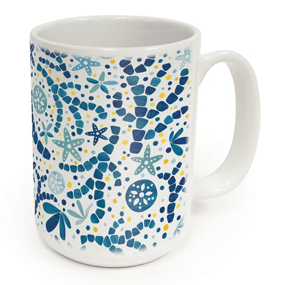 Highland Home Coral Shell Toss 15 oz. Ceramic Mug Manufactured in the USA