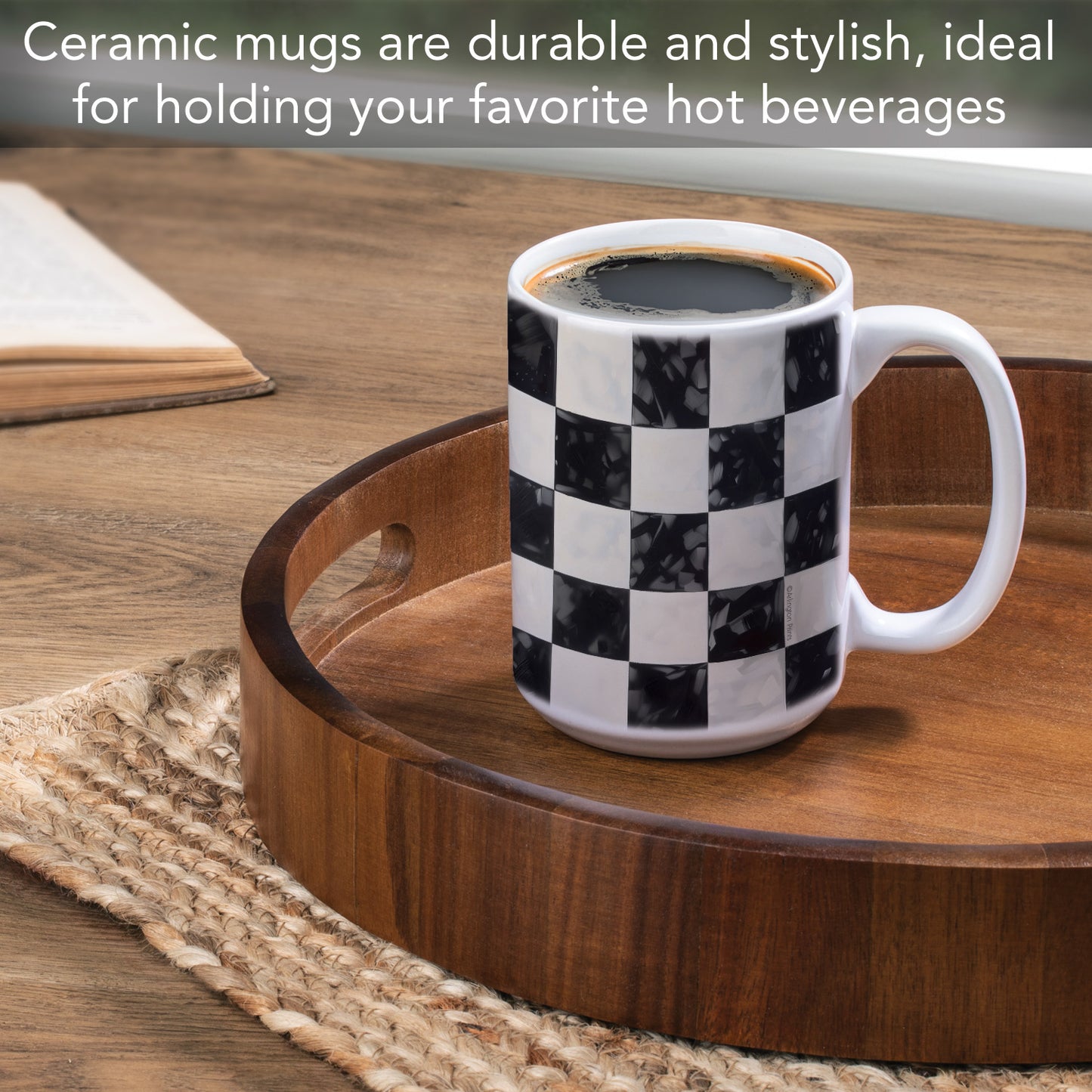 Highland Home Arlington Check 15 oz. Ceramic Mug Manufactured in the USA