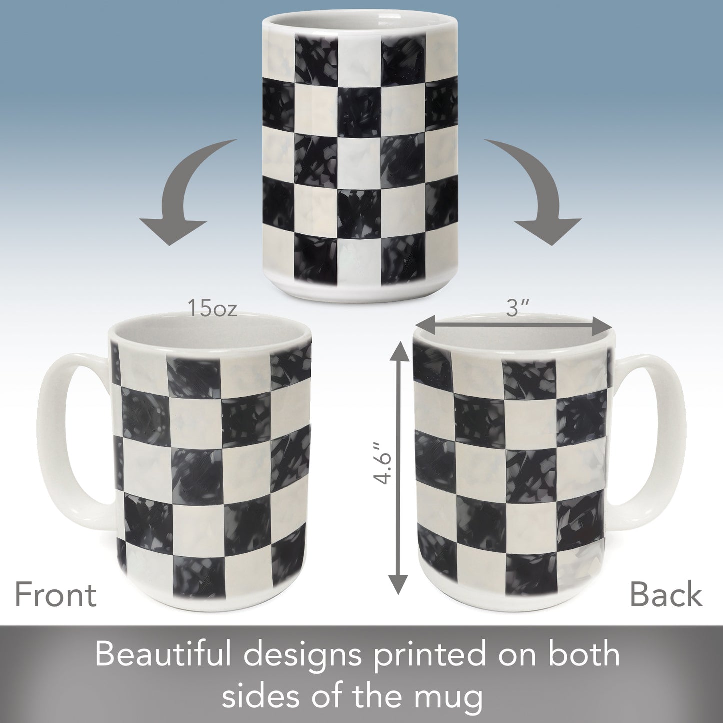 Highland Home Arlington Check 15 oz. Ceramic Mug Manufactured in the USA