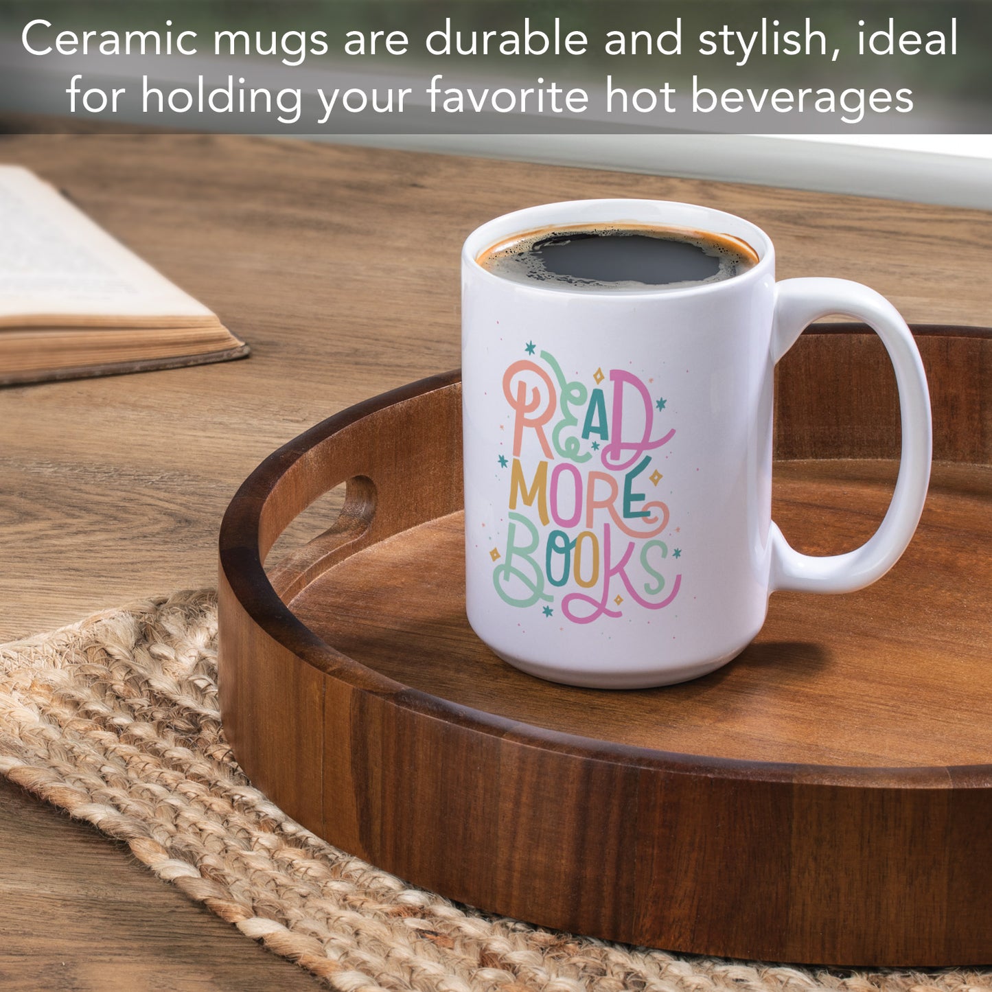 Highland Home Book Nerd 15 oz. Ceramic Mug Manufactured in the USA