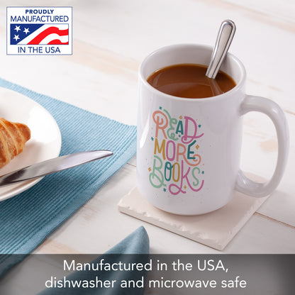 Highland Home Book Nerd 15 oz. Ceramic Mug Manufactured in the USA