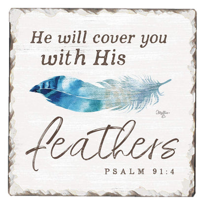 Thirstystone Feathers Single Tumbled Tile Stone Coaster with Protective Cork Backing Manufactured in The USA 4" Square, Artistic, Easily Wipes Clean