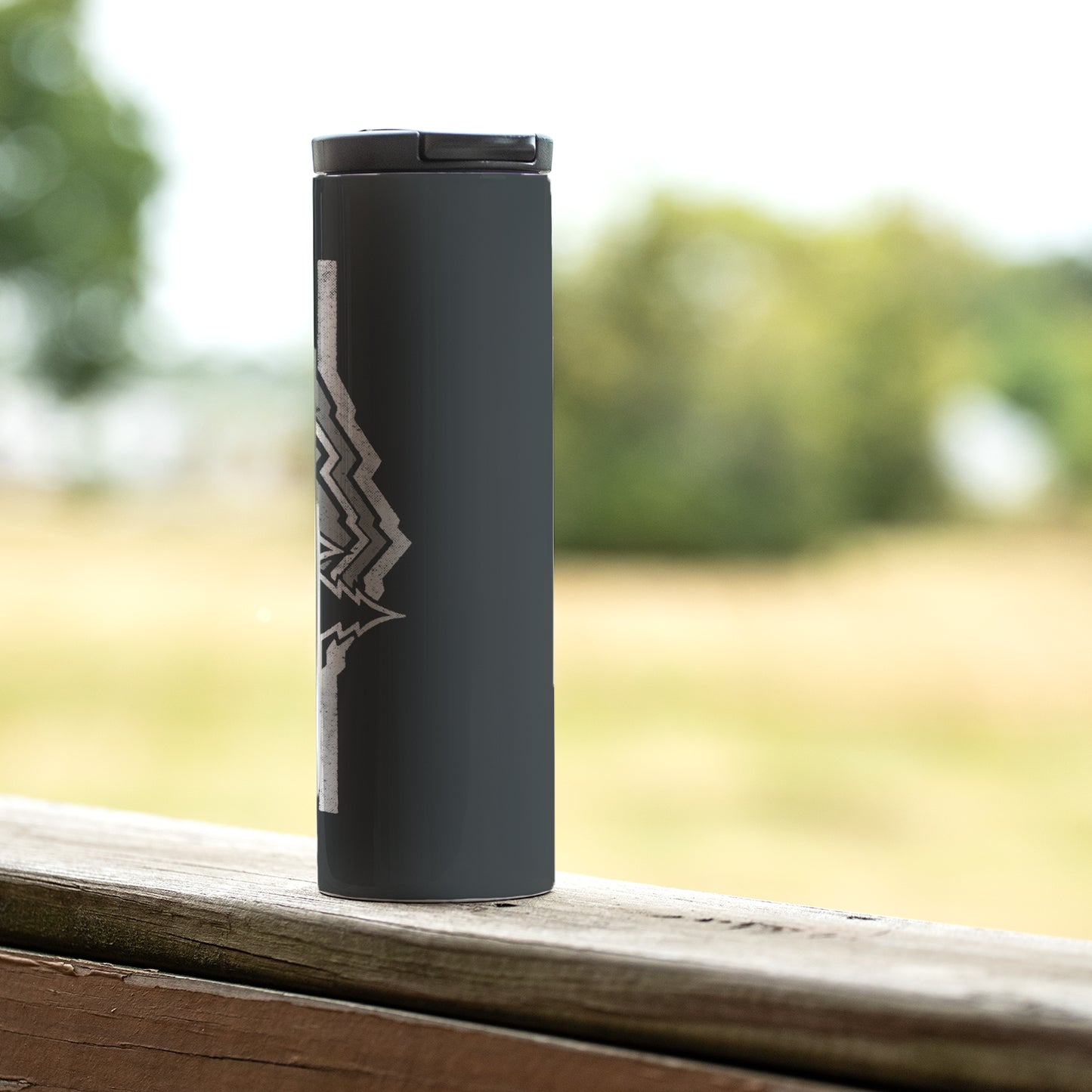 Highland Home Decorative Stainless Steel Double Wall Insulated Travel Tumbler with Lid 17 oz. Manufactured in the USA Dishwasher Safe (Go Outside)