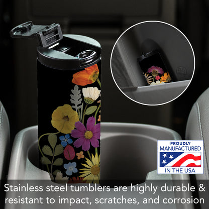Highland Home Budding Genius Decorative Stainless Steel Double Wall Insulated Travel Tumbler with Lid 17 oz. Manufactured in the USA Dishwasher Safe