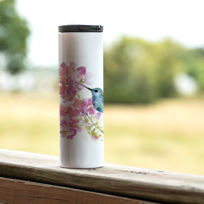 Highland Home Hummingbird Watercolor Decorative Stainless Steel Double Wall Insulated Travel Tumbler with Lid 17 oz. Manufactured in the USA Dishwasher Safe