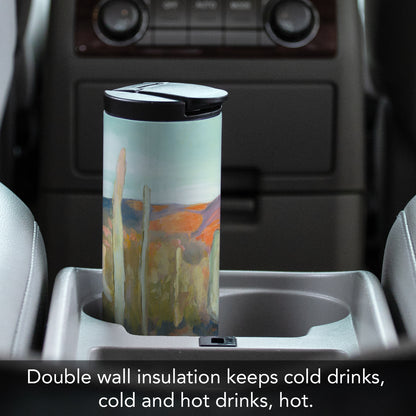 Highland Home High Desert Decorative Stainless Steel Double Wall Insulated Travel Tumbler with Lid 17 oz. Manufactured in the USA Dishwasher Safe