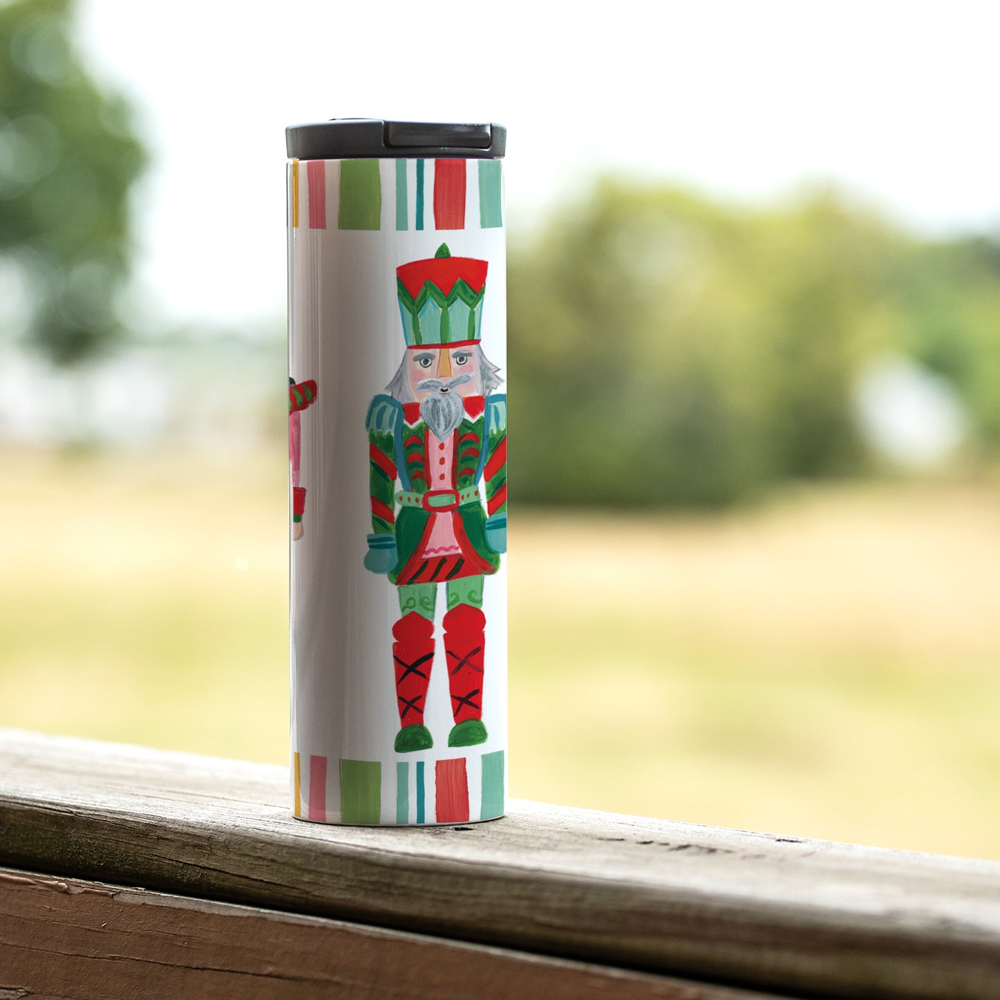 Highland Home Holiday Nutcrackers Decorative Stainless Steel Double Wall Insulated Travel Tumbler with Lid 17 oz. Manufactured in the USA Dishwasher Safe