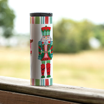 Highland Home Holiday Nutcrackers Decorative Stainless Steel Double Wall Insulated Travel Tumbler with Lid 17 oz. Manufactured in the USA Dishwasher Safe