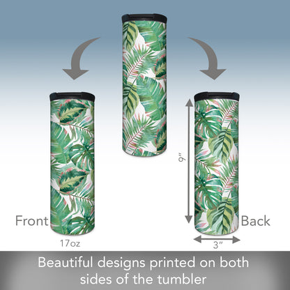 Highland Home Jungle Decorative Stainless Steel Double Wall Insulated Travel Tumbler with Lid 17 oz. Manufactured in the USA Dishwasher Safe