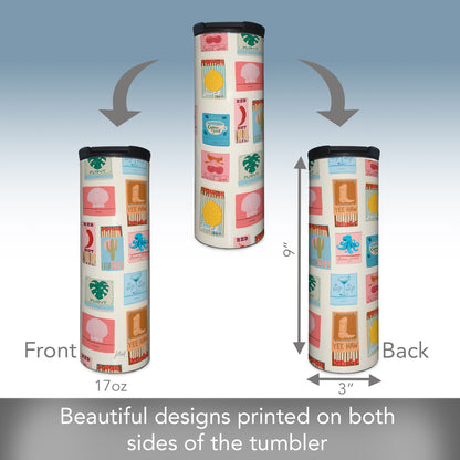 Match Books Decorative Stainless Steel Double Wall Insulated Travel Tumbler with Lid 17 oz.