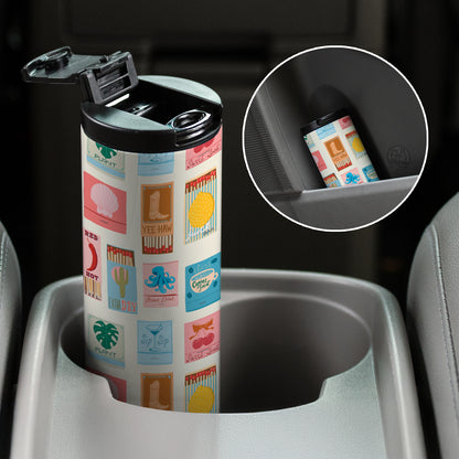 Match Books Decorative Stainless Steel Double Wall Insulated Travel Tumbler with Lid 17 oz.