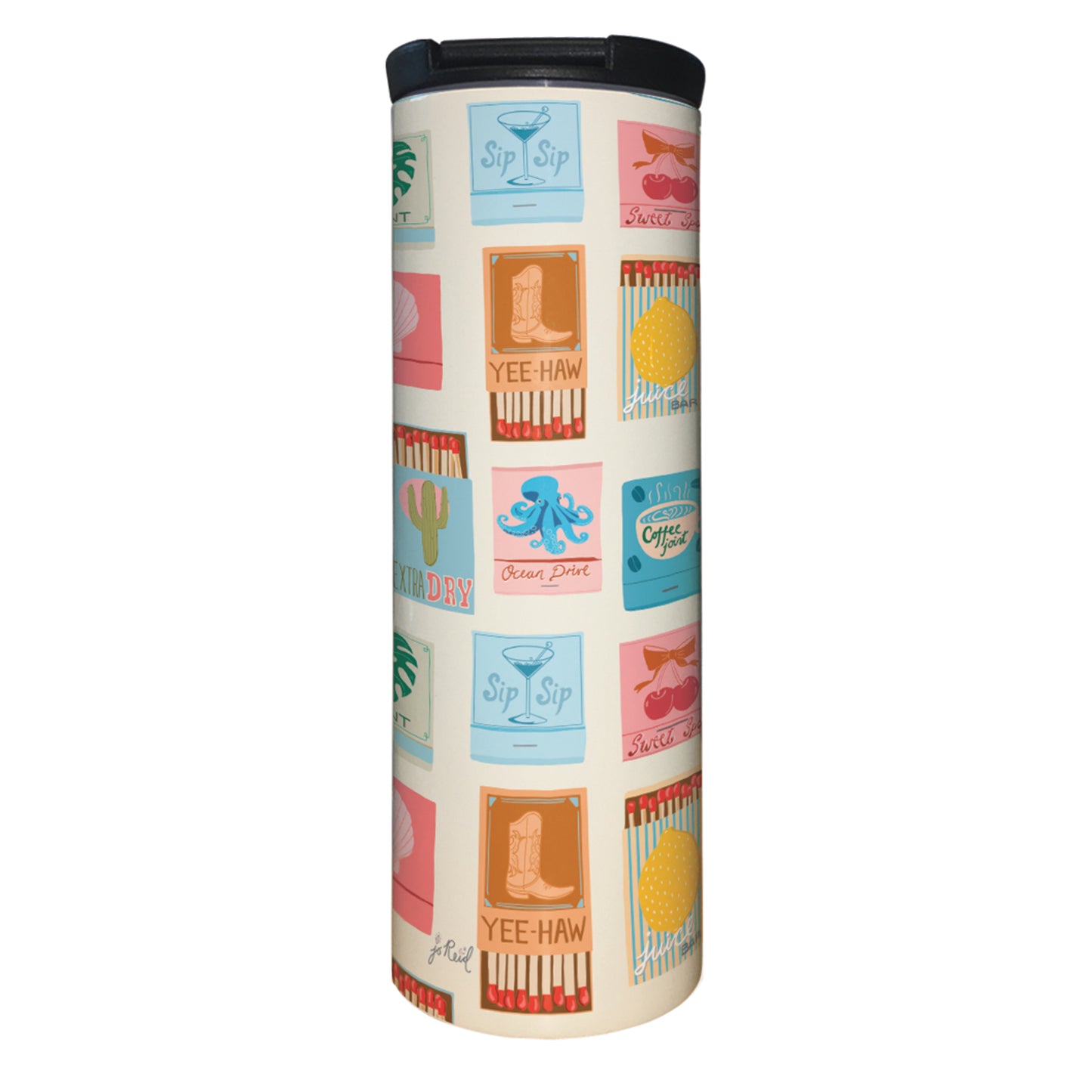 Match Books Decorative Stainless Steel Double Wall Insulated Travel Tumbler with Lid 17 oz.