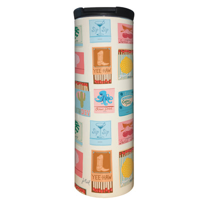 Match Books Decorative Stainless Steel Double Wall Insulated Travel Tumbler with Lid 17 oz.