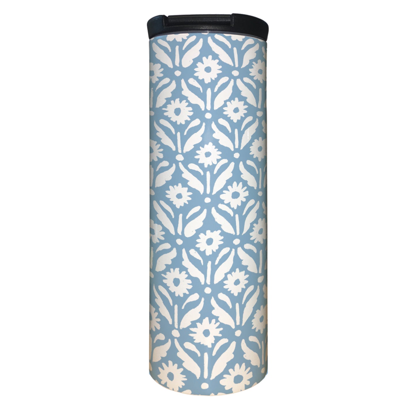 Floral Pattern Decorative Stainless Steel Double Wall Insulated Travel Tumbler with Lid 17 oz.
