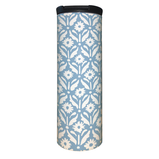 Floral Pattern Decorative Stainless Steel Double Wall Insulated Travel Tumbler with Lid 17 oz.
