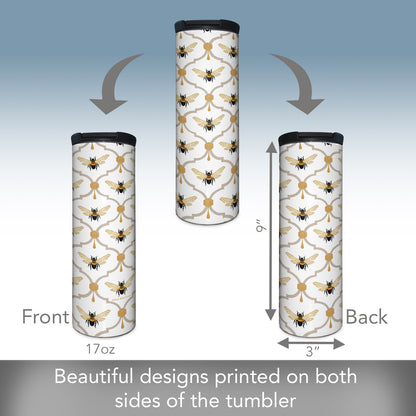 All the Bees Decorative Stainless Steel Double Wall Insulated Travel Tumbler with Lid 17 oz.