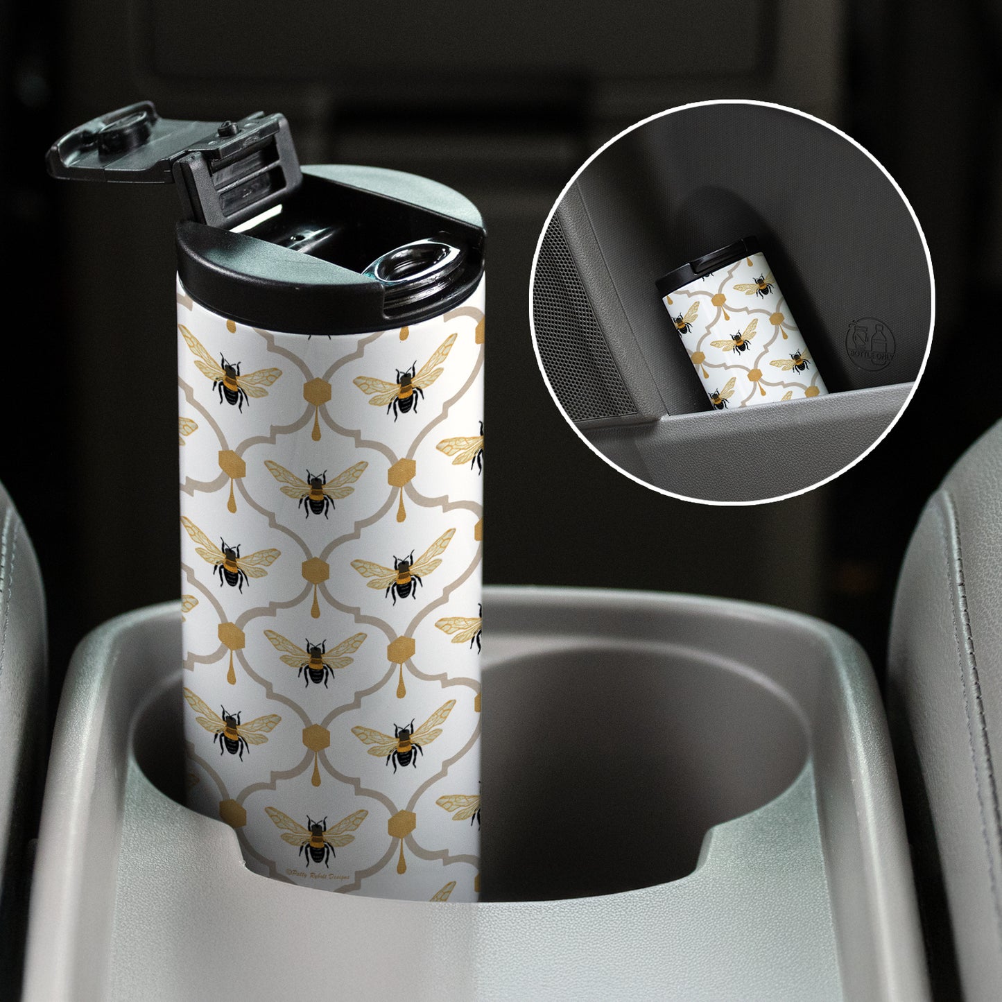 All the Bees Decorative Stainless Steel Double Wall Insulated Travel Tumbler with Lid 17 oz.