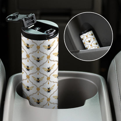 All the Bees Decorative Stainless Steel Double Wall Insulated Travel Tumbler with Lid 17 oz.