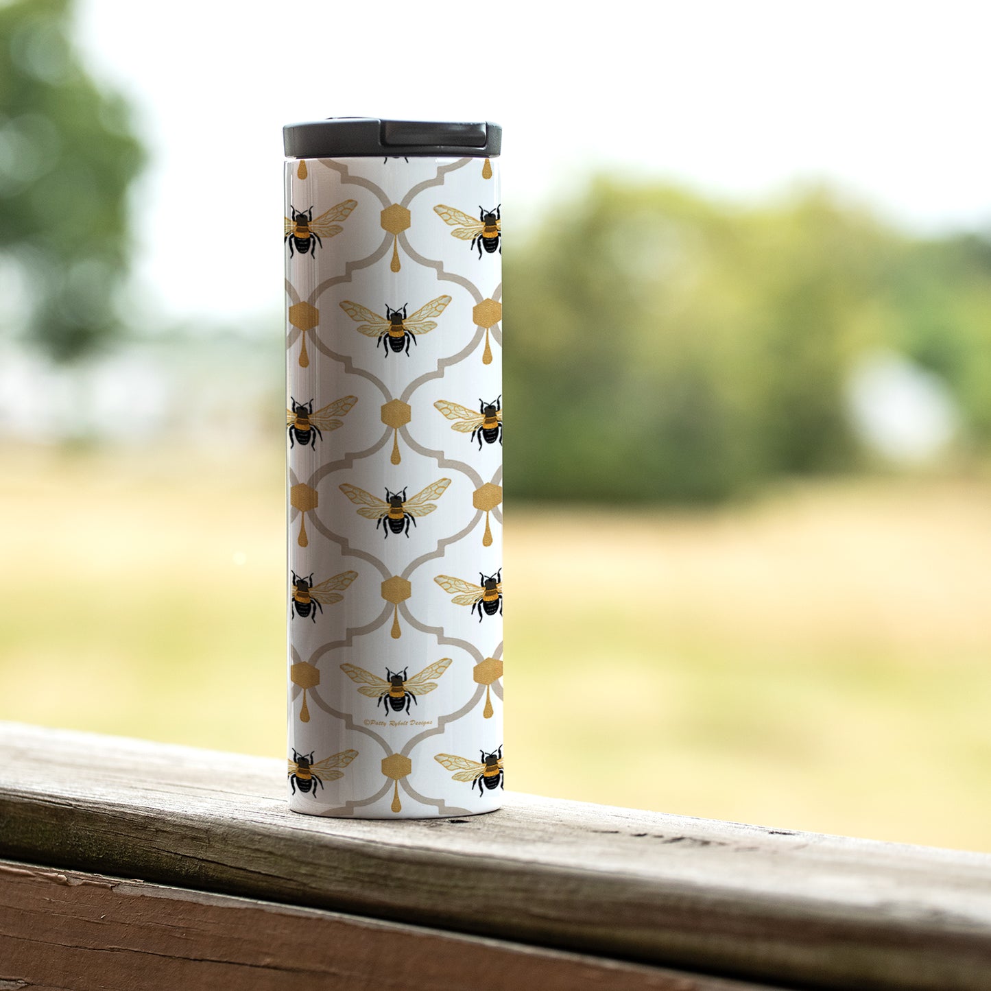 All the Bees Decorative Stainless Steel Double Wall Insulated Travel Tumbler with Lid 17 oz.