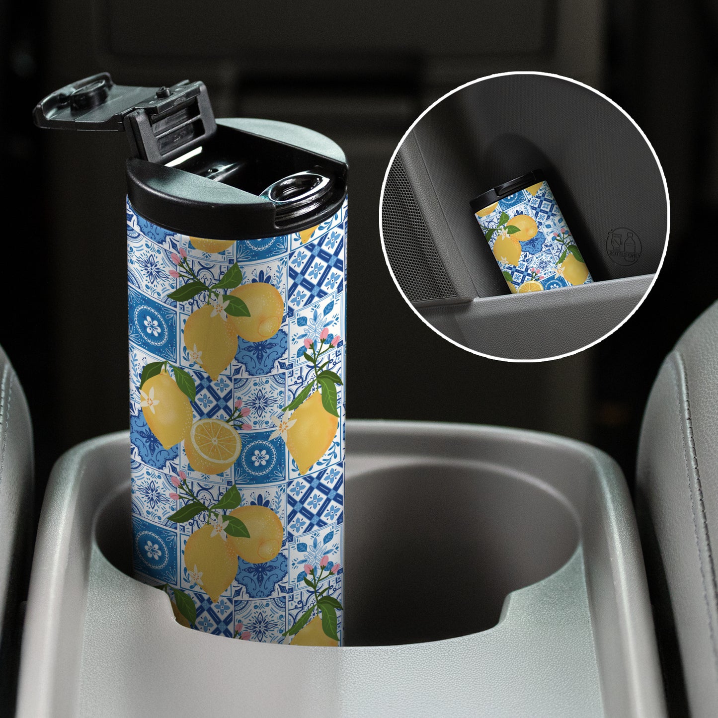 Summer Citron Decorative Stainless Steel Double Wall Insulated Travel Tumbler with Lid 17 oz.