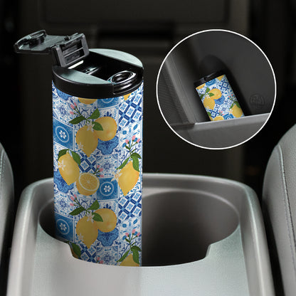 Summer Citron Decorative Stainless Steel Double Wall Insulated Travel Tumbler with Lid 17 oz.