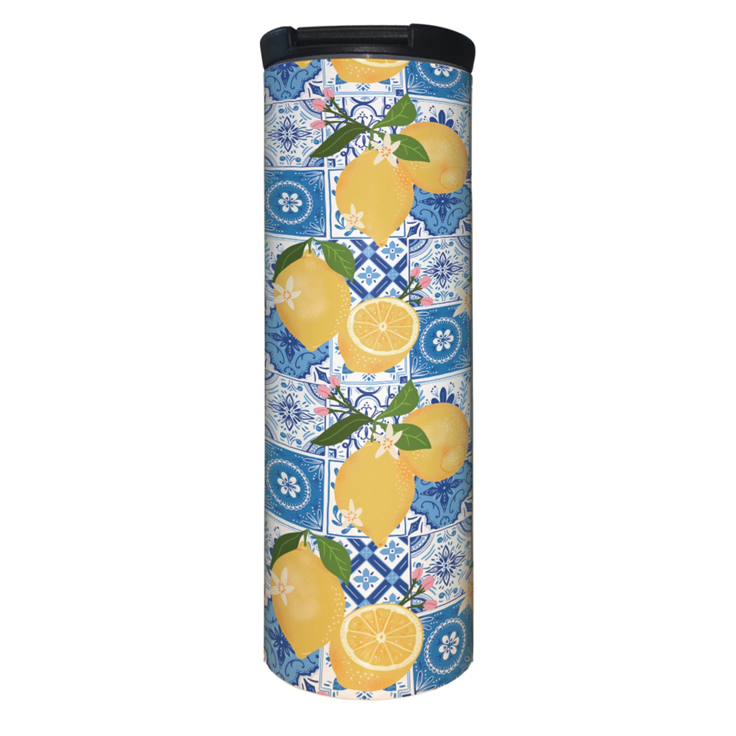 Summer Citron Decorative Stainless Steel Double Wall Insulated Travel Tumbler with Lid 17 oz.