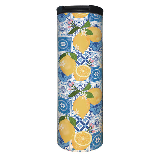 Summer Citron Decorative Stainless Steel Double Wall Insulated Travel Tumbler with Lid 17 oz.