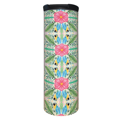 Tropical Summer Decorative Stainless Steel Double Wall Insulated Travel Tumbler with Lid 17 oz.