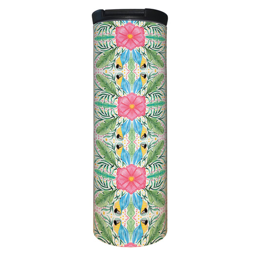 Tropical Summer Decorative Stainless Steel Double Wall Insulated Travel Tumbler with Lid 17 oz.