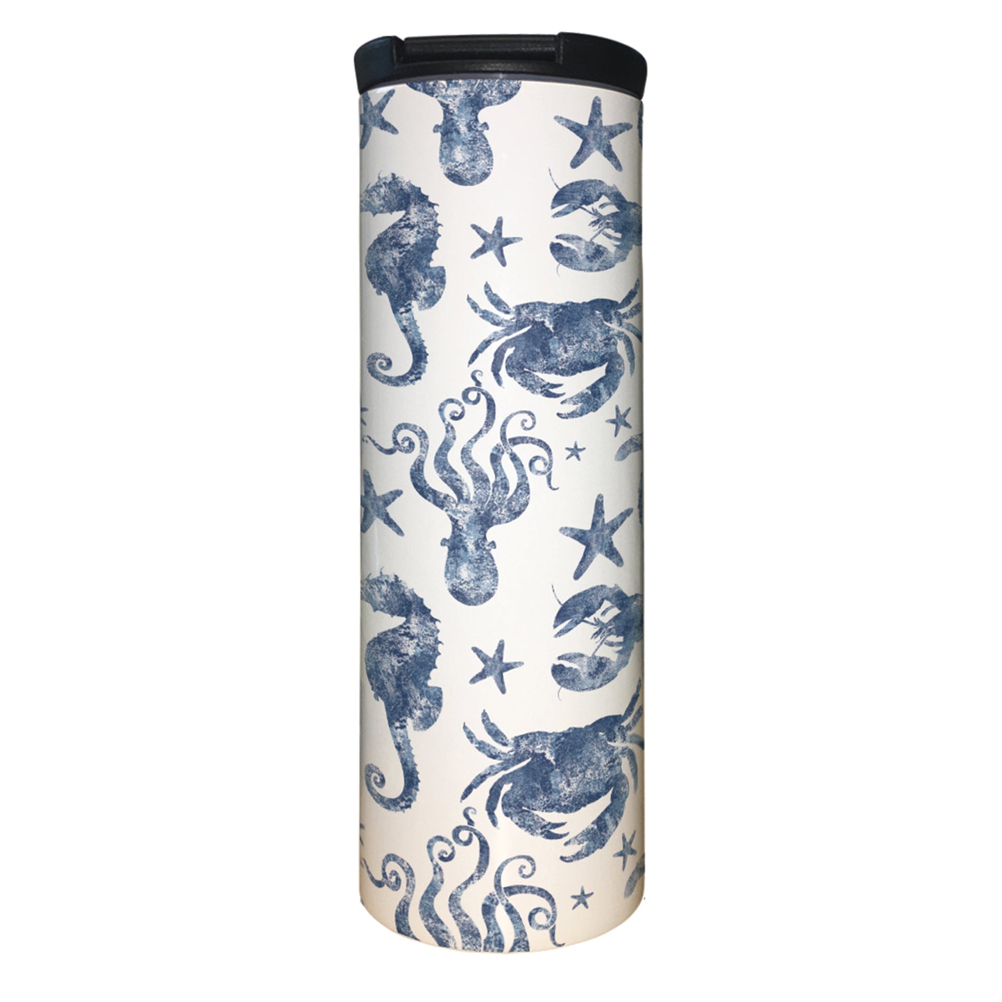 Marine Life Decorative Stainless Steel Double Wall Insulated Travel Tumbler with Lid 17 oz.