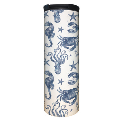 Marine Life Decorative Stainless Steel Double Wall Insulated Travel Tumbler with Lid 17 oz.