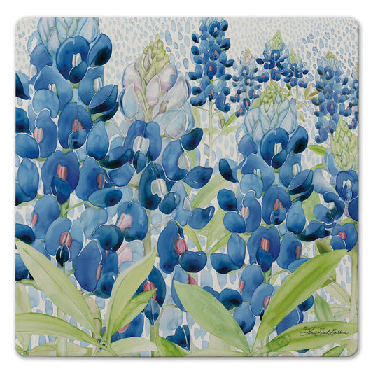 Thirstystone Bluebonnet Flowers Decorative Heat Tolerant Stone Trivet with Non-Skid Cork Backing 8” Square