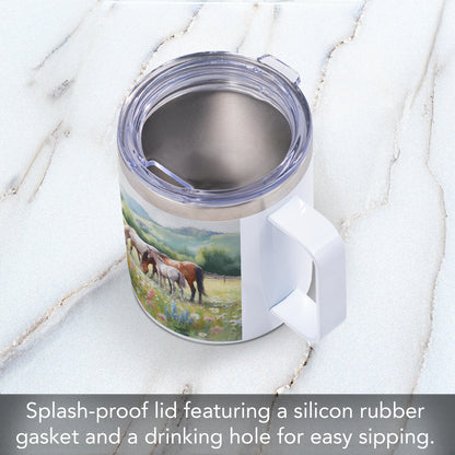 Alpine Pastures Decorative Stainless Steel Travel Mug with Lid 12 oz. Manufactured in the USA