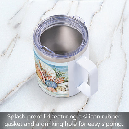 Coastal Shore Stainless Steel Travel Mug with Lid 12 oz. Manufactured in the USA