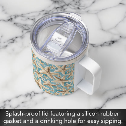 Starfish Galore Stainless Steel Travel Mug with Lid 12 oz.