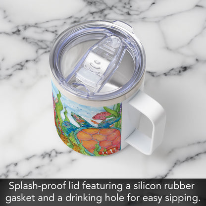Colorful Sea Turtles Decorative Stainless Steel Travel Mug with Lid 12 oz.