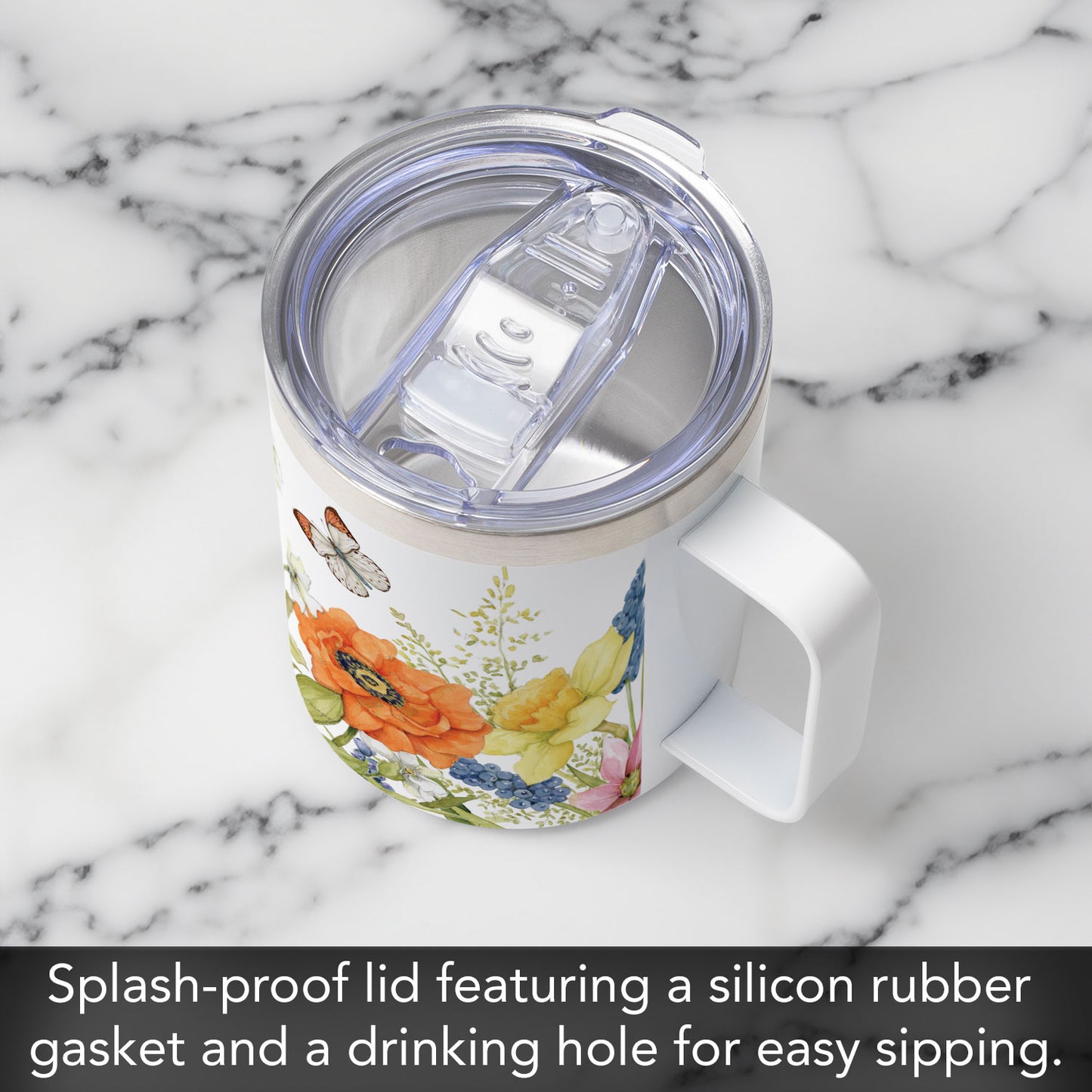 Garden Walk Stainless Steel Travel Mug with Lid 12 oz.
