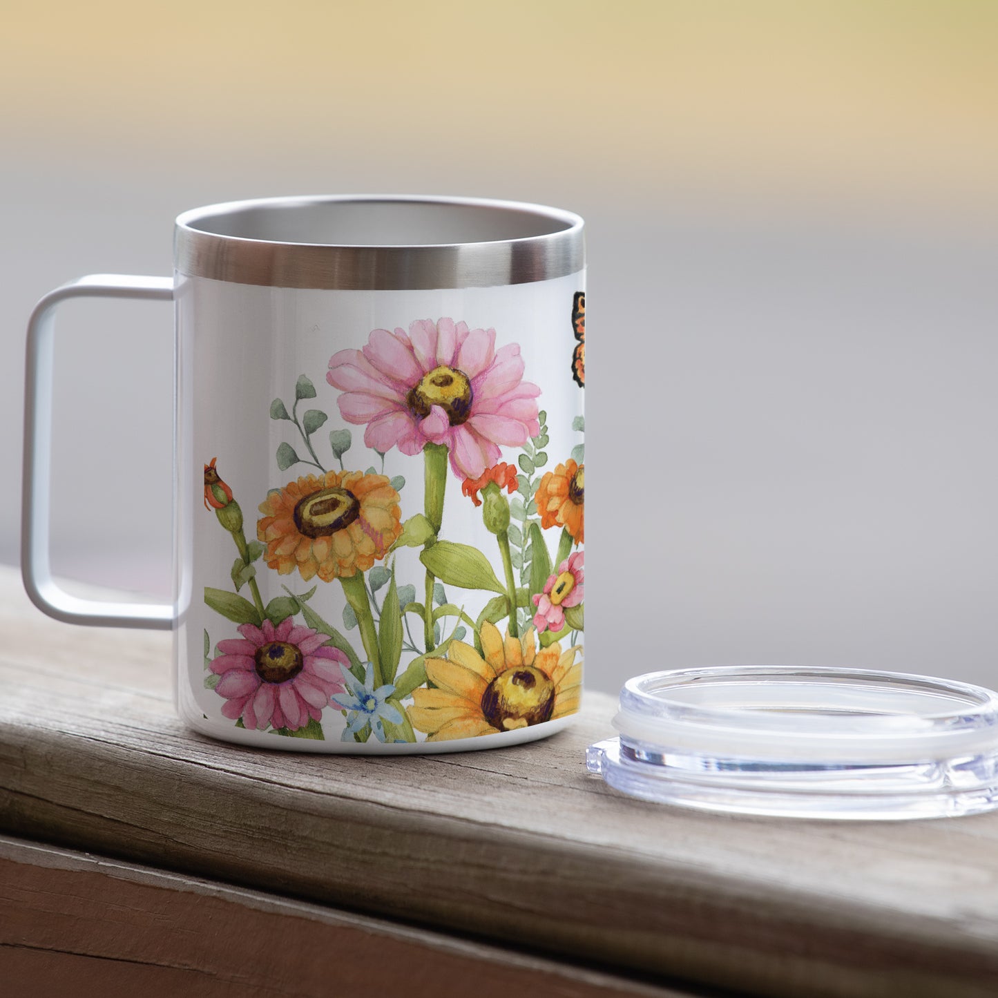 Garden Walk Stainless Steel Travel Mug with Lid 12 oz. Manufactured in the USA