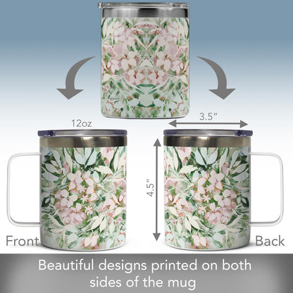 Highland Home Blushing Summer Stainless Steel Travel Mug with Lid 12 oz. Manufactured in the USA