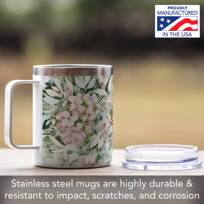 Highland Home Blushing Summer Stainless Steel Travel Mug with Lid 12 oz. Manufactured in the USA