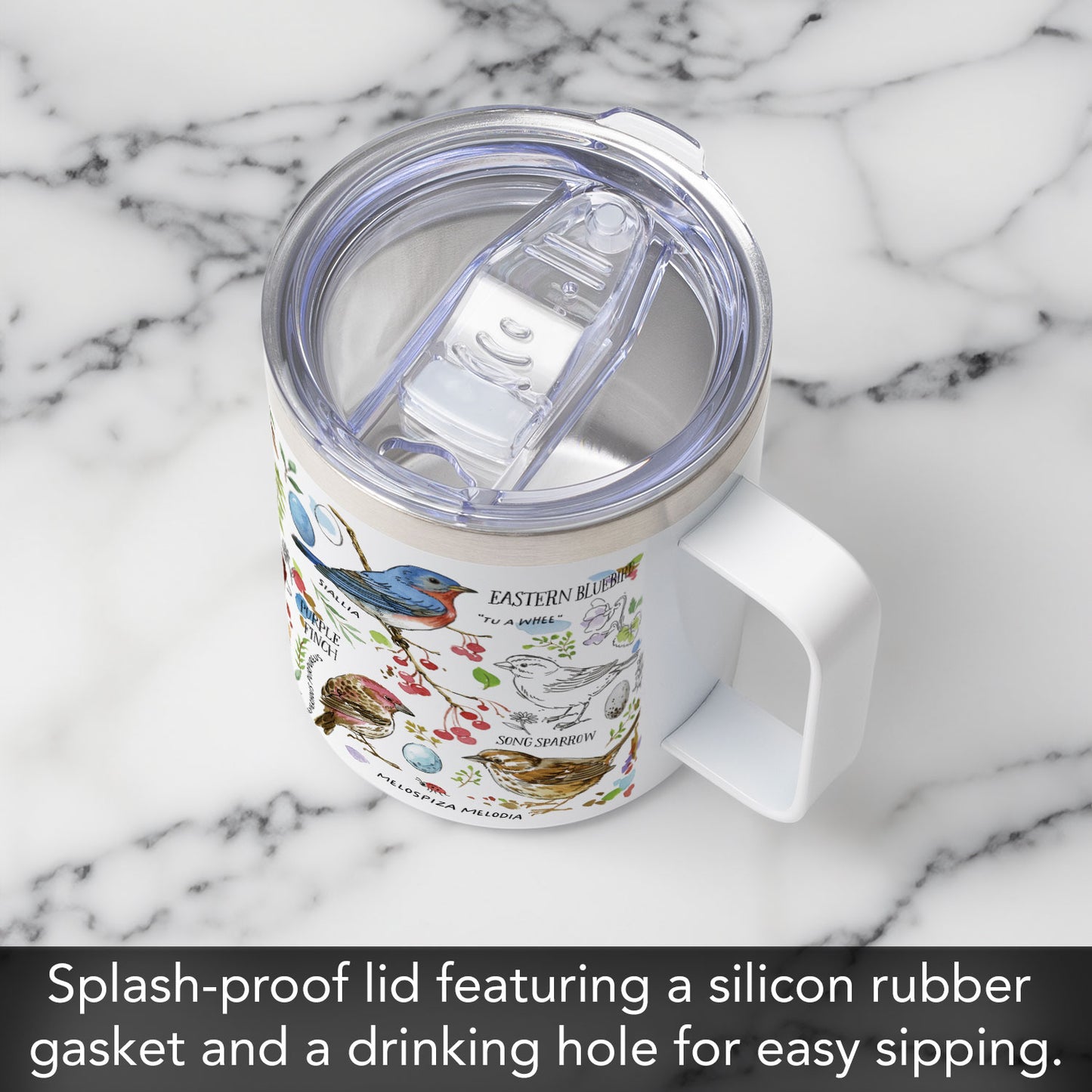 Drawn to Birds Decorative Stainless Steel Travel Mug with Lid 12 oz.