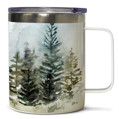 Tree Line Decorative Stainless Steel Travel Mug with Lid 12 oz.