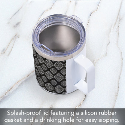 Tribal Zen Decorative Stainless Steel Insulated Travel Mug with Lid 12 oz. Manufactured in the USA